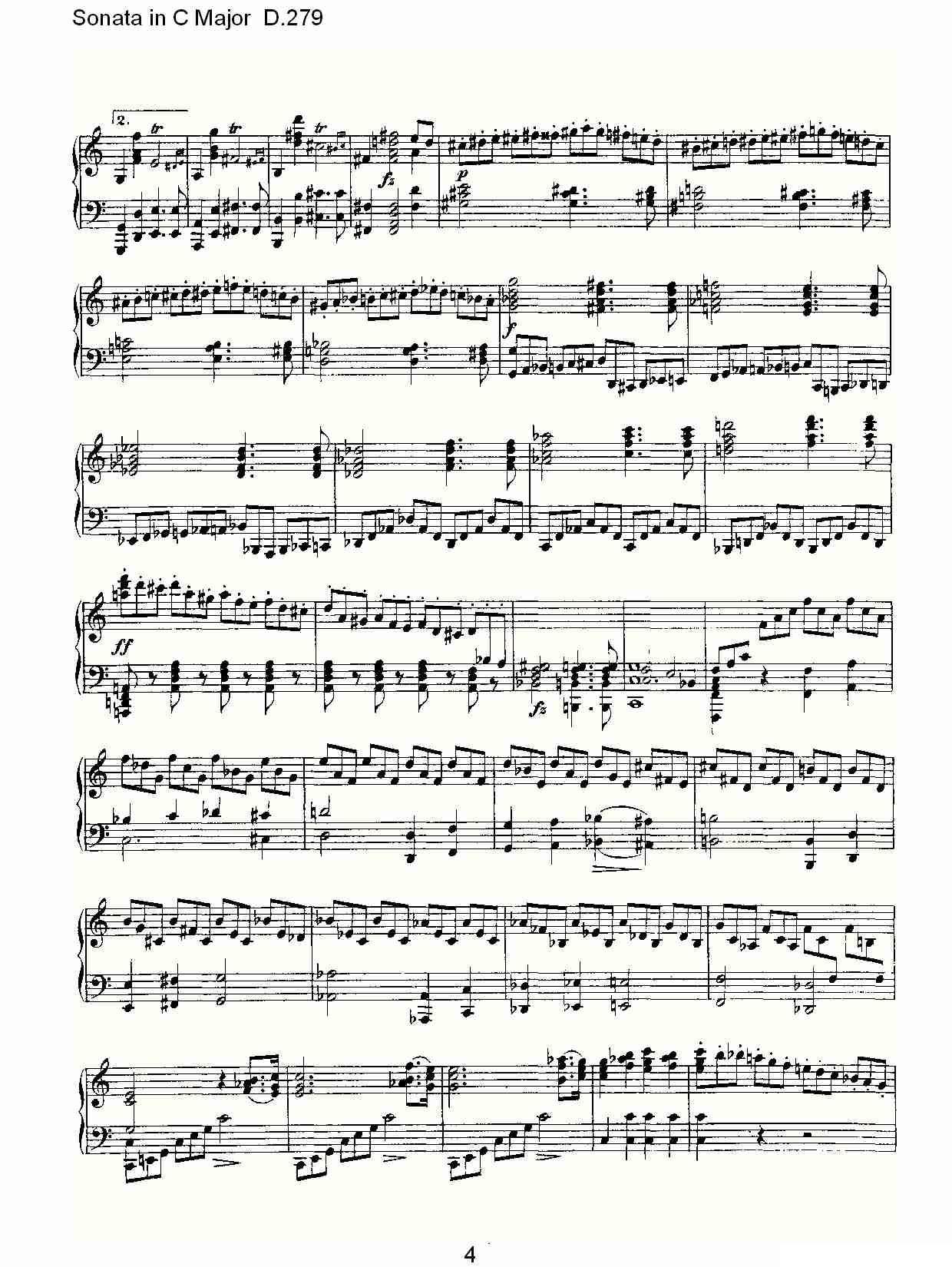 Sonata in C Major D.279（C大调奏鸣曲 D.279）钢琴曲谱（图4）
