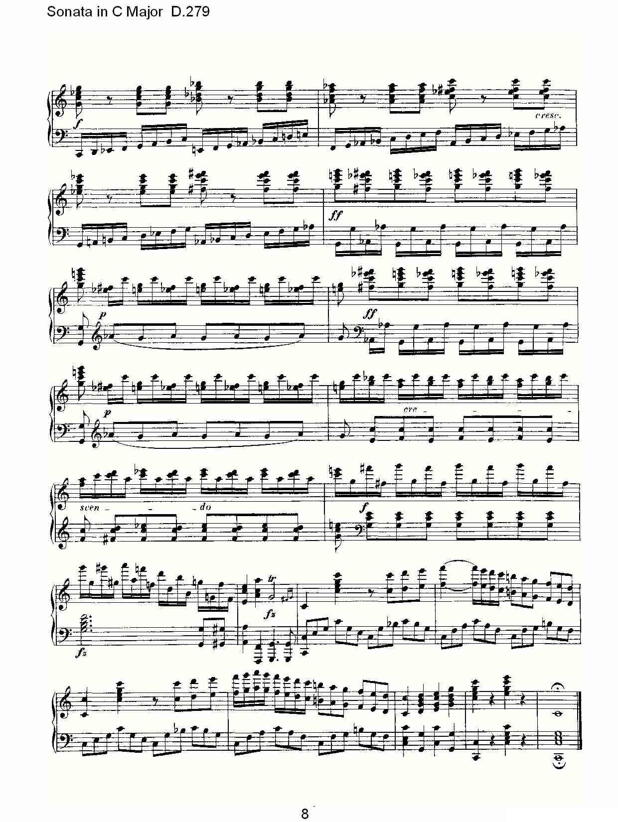 Sonata in C Major D.279（C大调奏鸣曲 D.279）钢琴曲谱（图8）
