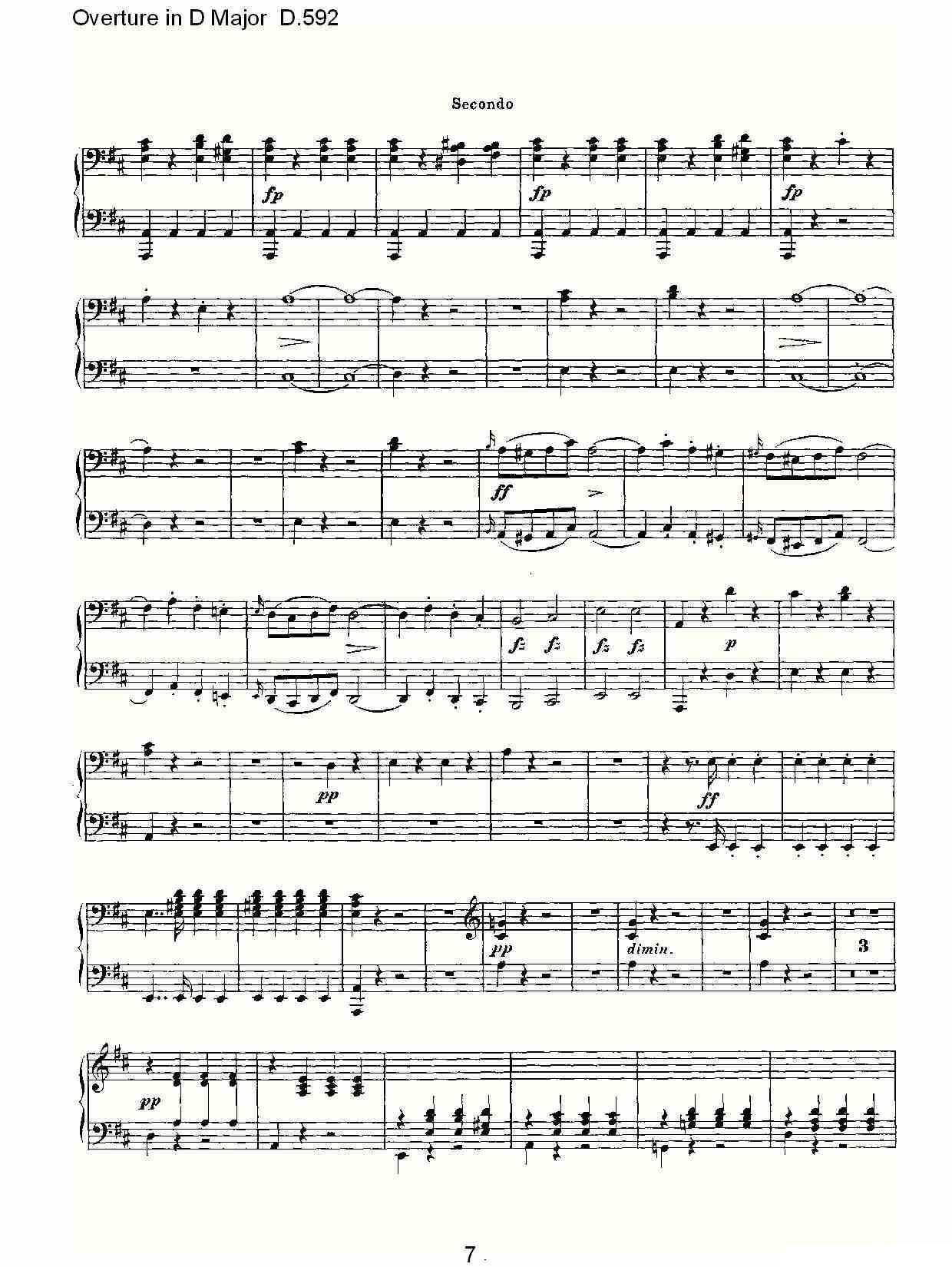 Overture in D Major D.592（Ｄ大调序曲 D.592）钢琴曲谱（图7）