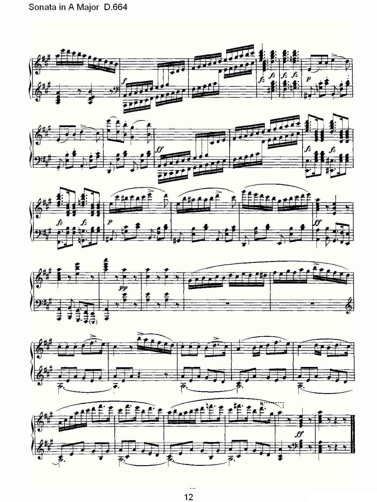 Sonata in A Major D.664（A大调奏鸣曲D.664）钢琴曲谱（图12）