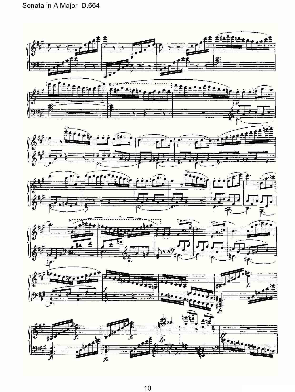 Sonata in A Major D.664（A大调奏鸣曲D.664）钢琴曲谱（图10）