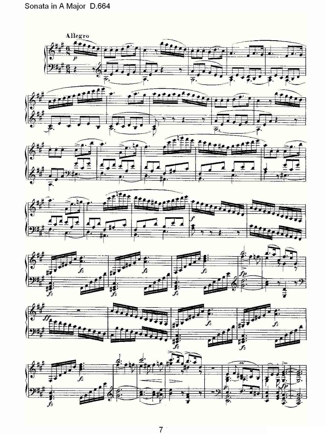 Sonata in A Major D.664（A大调奏鸣曲D.664）钢琴曲谱（图7）