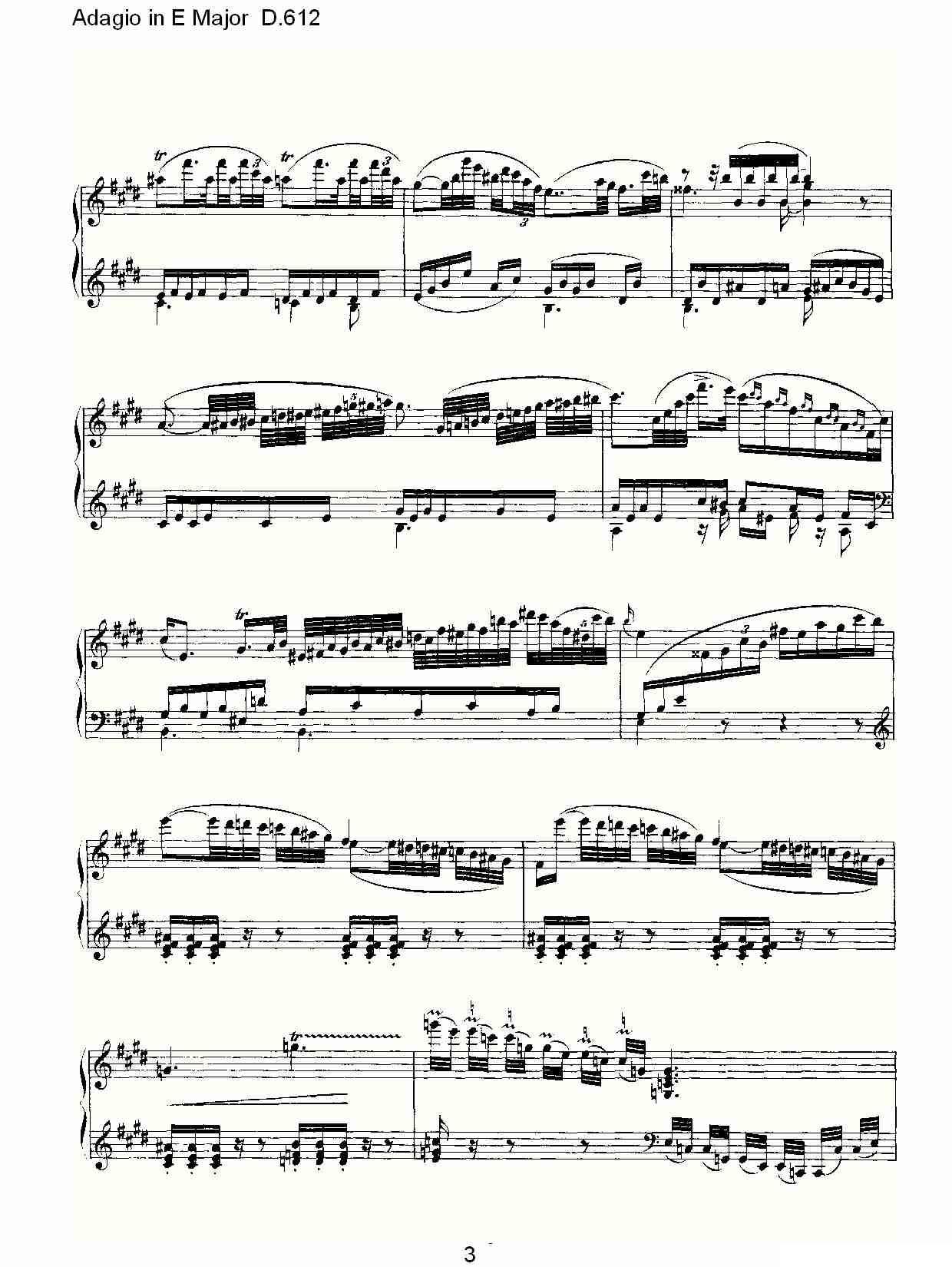 Adagio in E Major D.612（E大调柔板D.612）钢琴曲谱（图3）