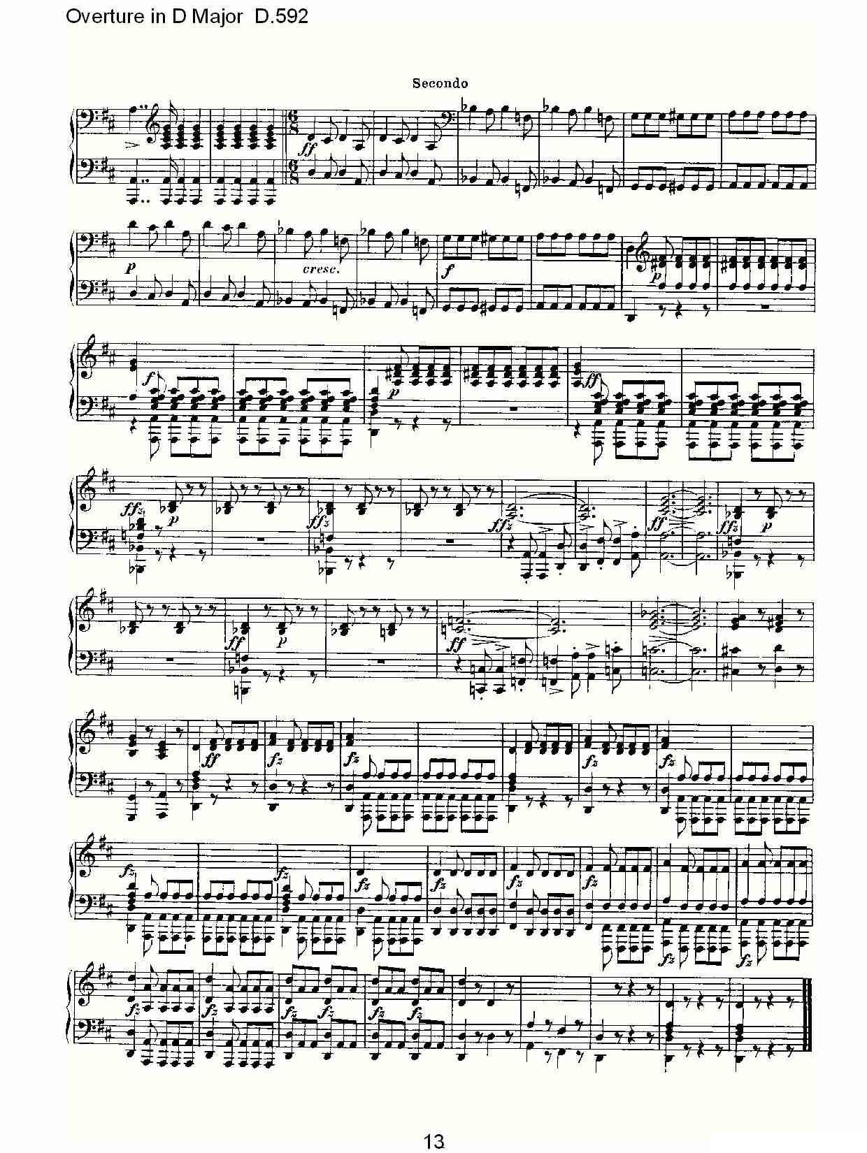 Overture in D Major D.592（Ｄ大调序曲 D.592）钢琴曲谱（图13）