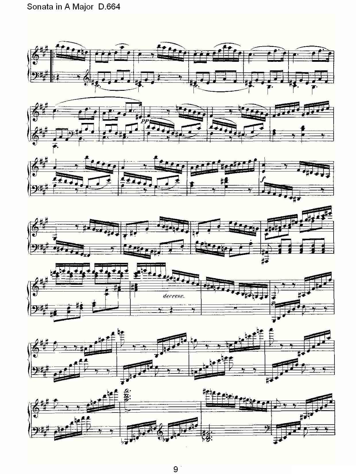 Sonata in A Major D.664（A大调奏鸣曲D.664）钢琴曲谱（图9）