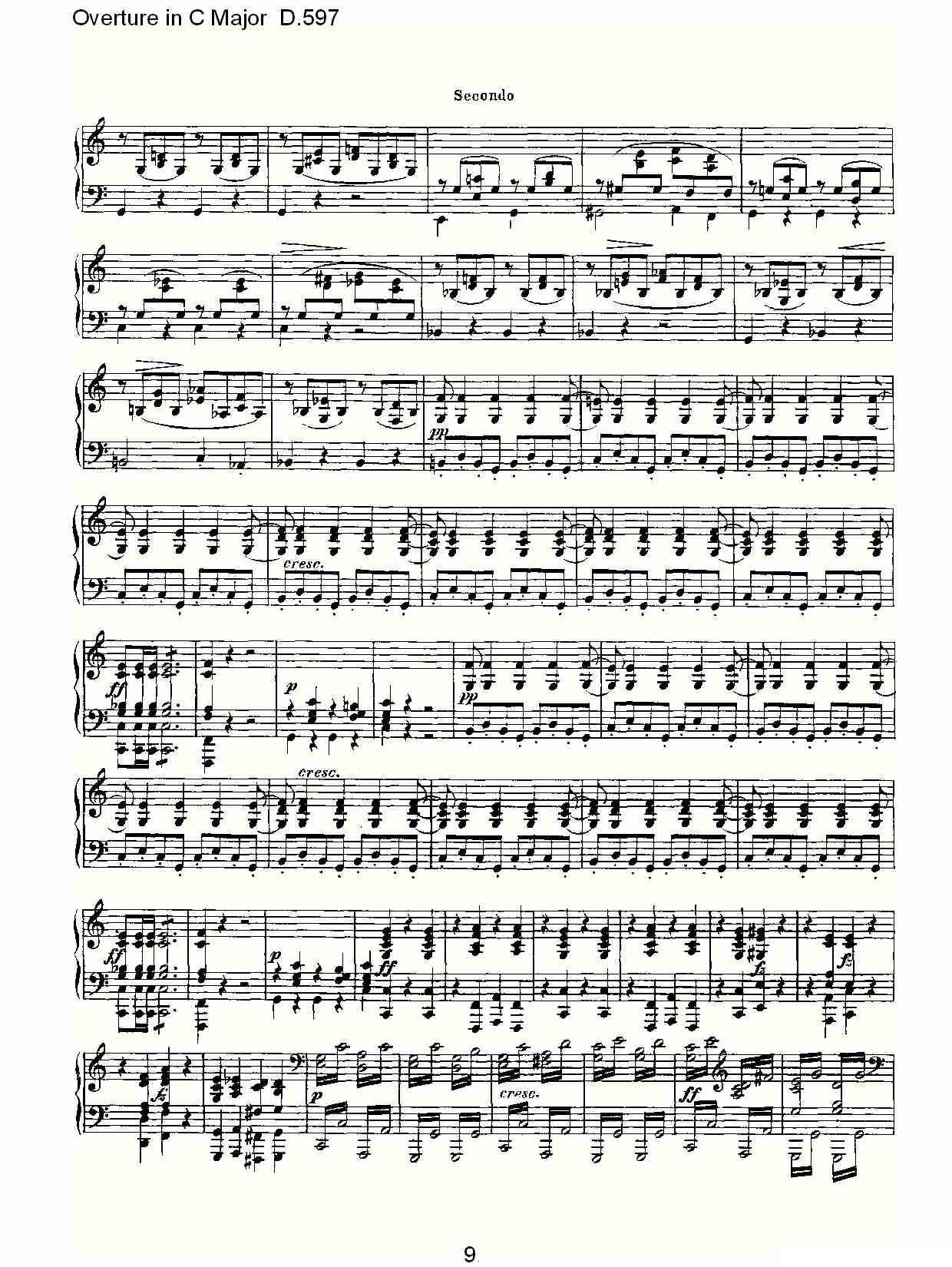 Overture in C Major D.597（Ｃ大调序曲 D.597）钢琴曲谱（图9）