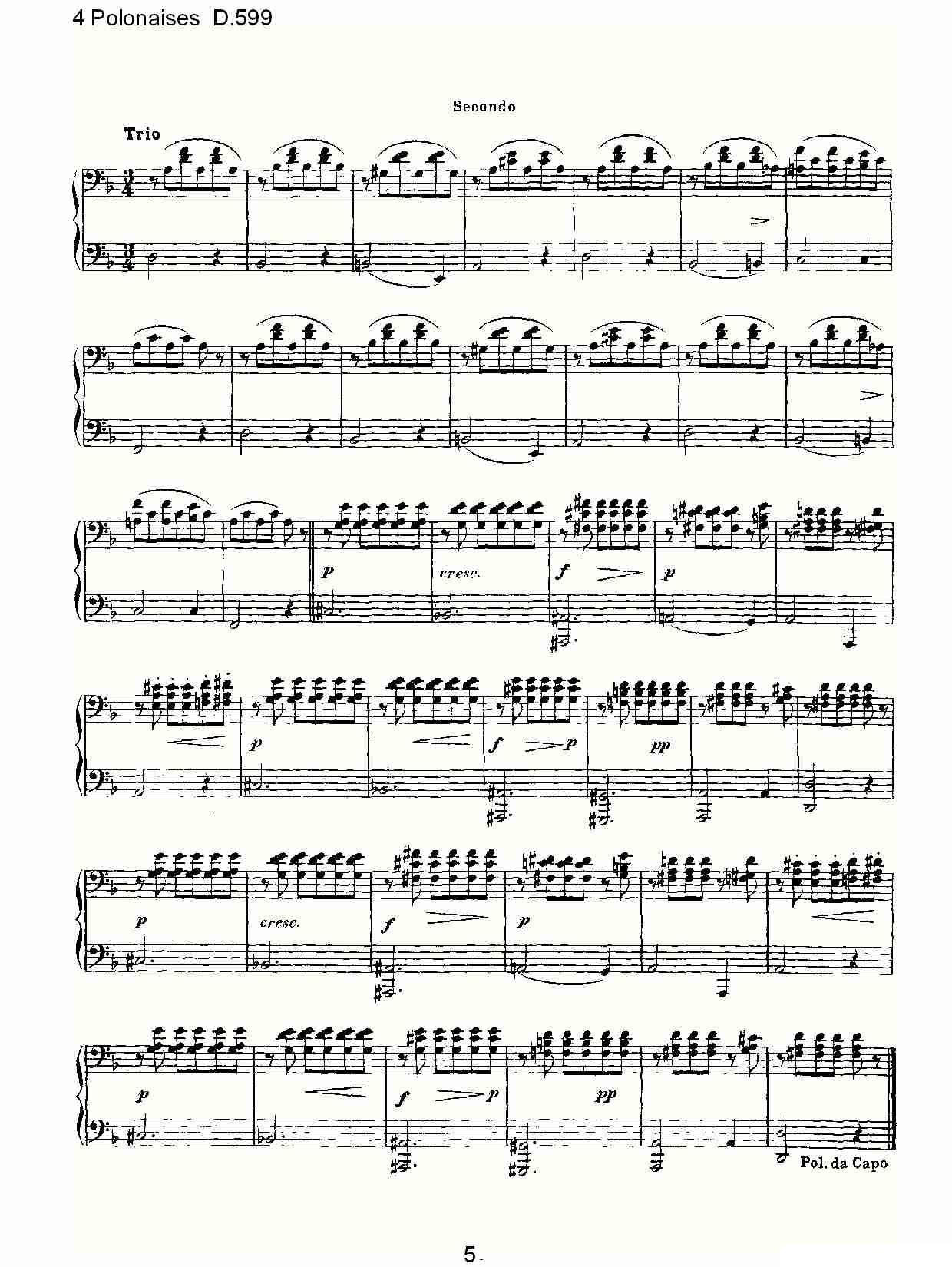 4 Polonaises D.599（４波罗乃兹舞曲 D.599）钢琴曲谱（图5）