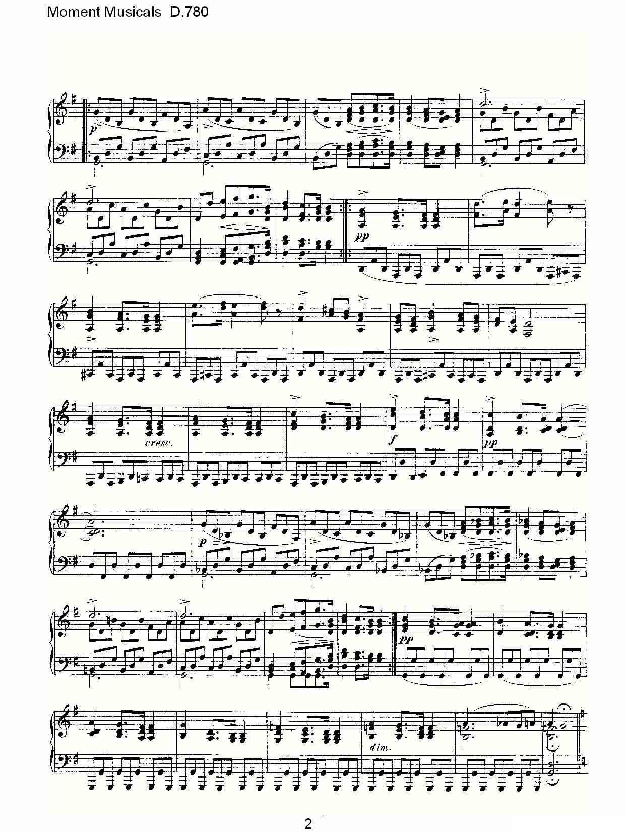 Moment Musicals D.780钢琴曲谱（图2）