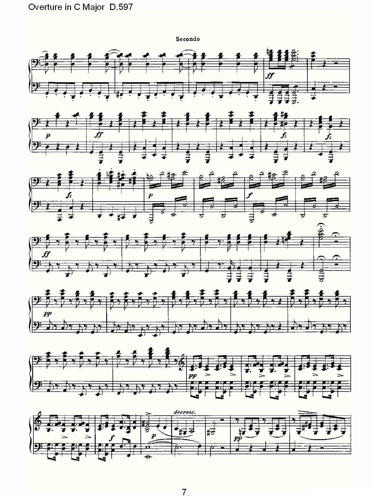 Overture in C Major D.597（Ｃ大调序曲 D.597）钢琴曲谱（图7）