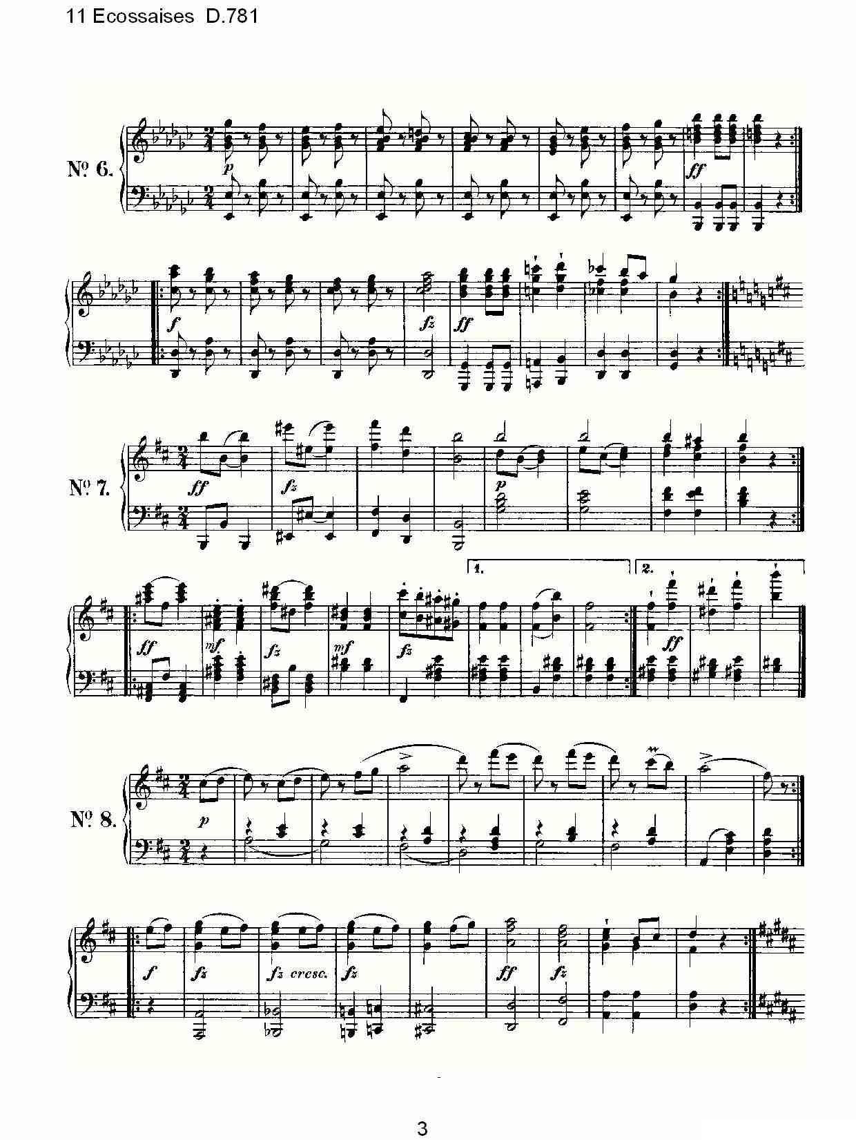 11 Ecossaises D.781钢琴曲谱（图3）