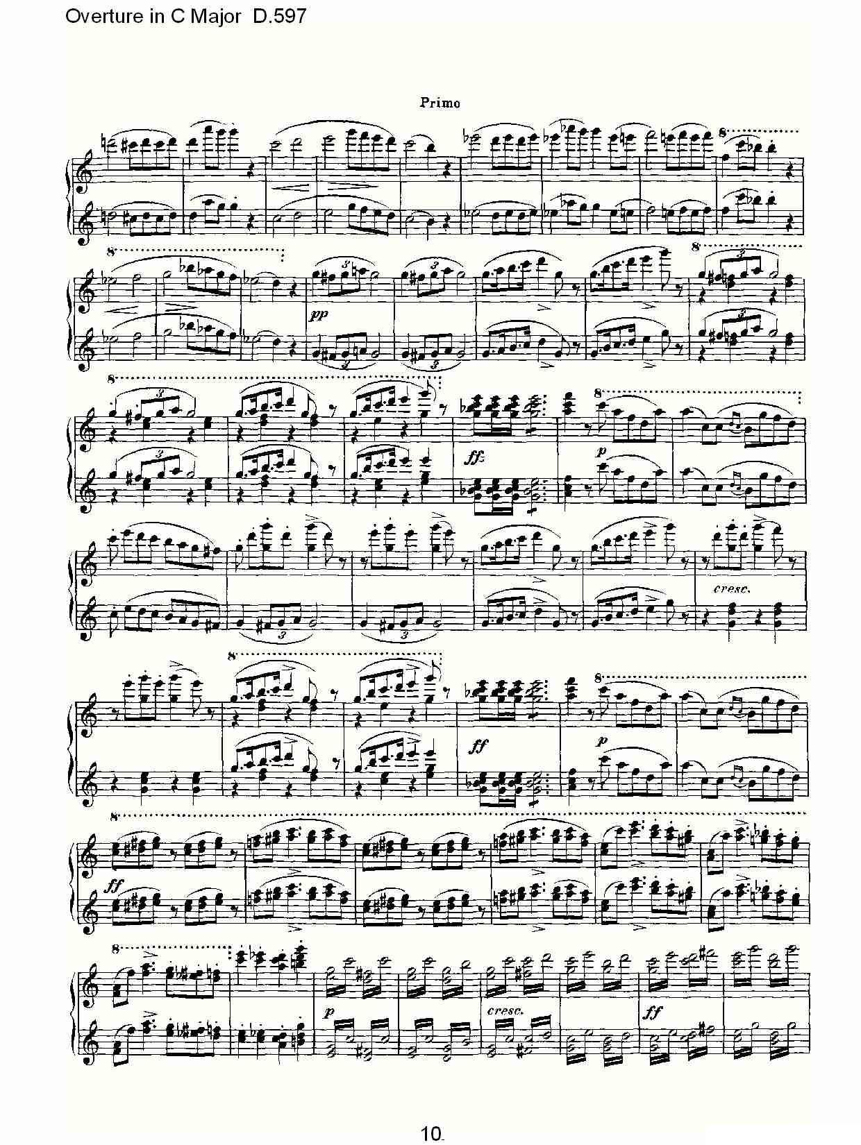 Overture in C Major D.597（Ｃ大调序曲 D.597）钢琴曲谱（图10）
