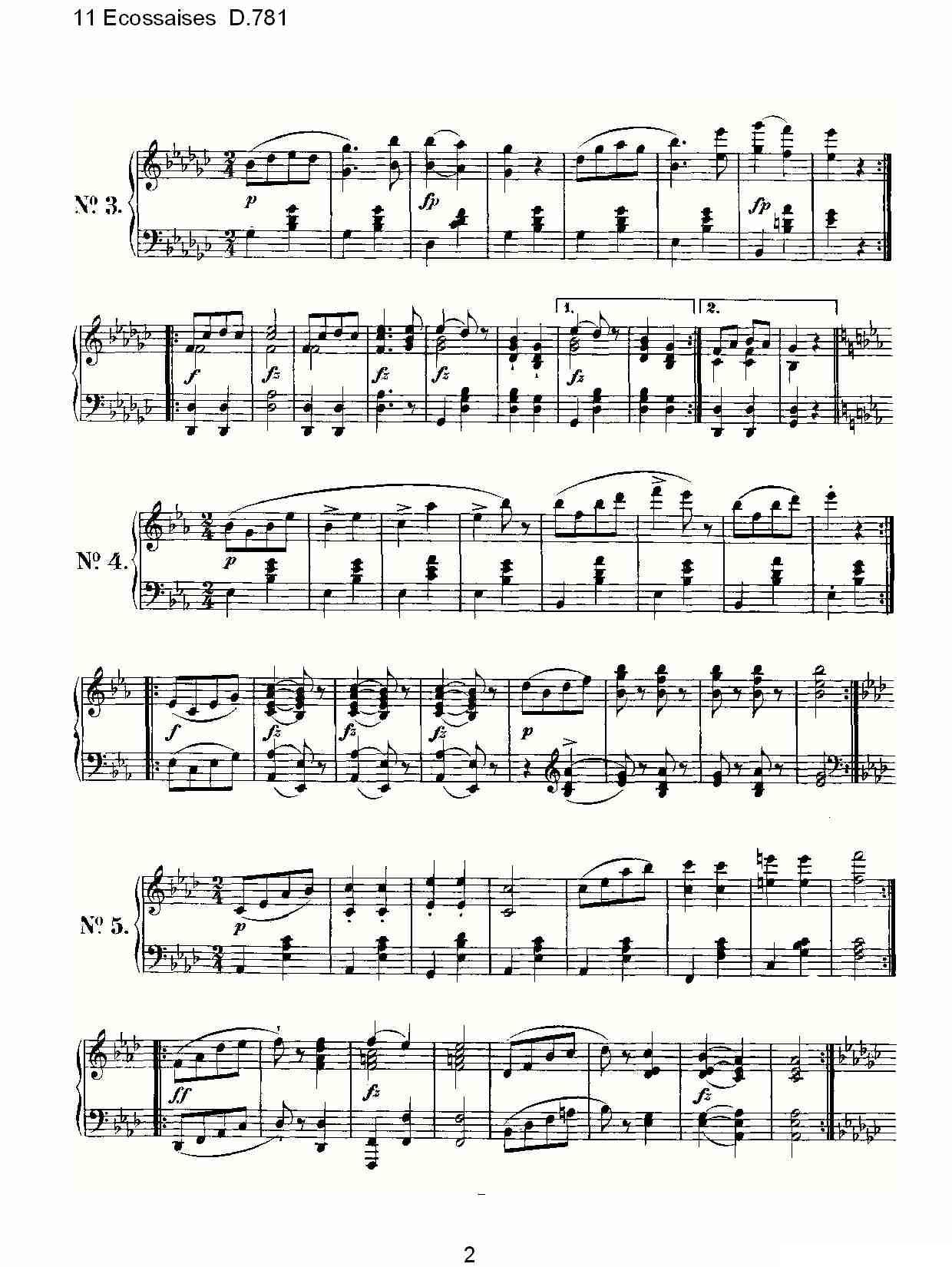 11 Ecossaises D.781钢琴曲谱（图2）