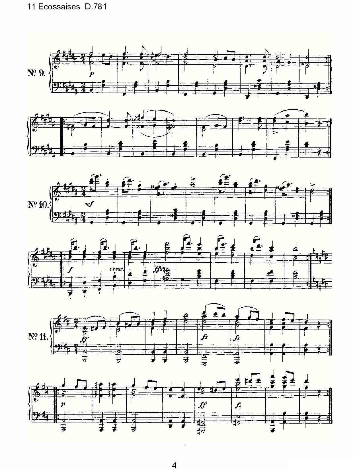11 Ecossaises D.781钢琴曲谱（图4）