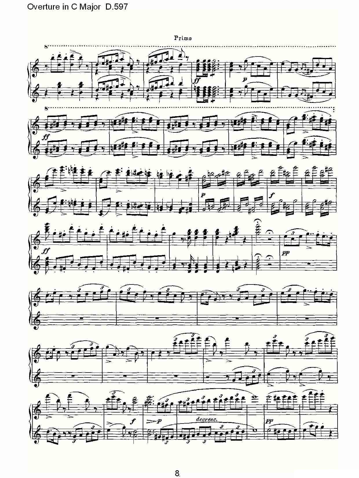 Overture in C Major D.597（Ｃ大调序曲 D.597）钢琴曲谱（图8）