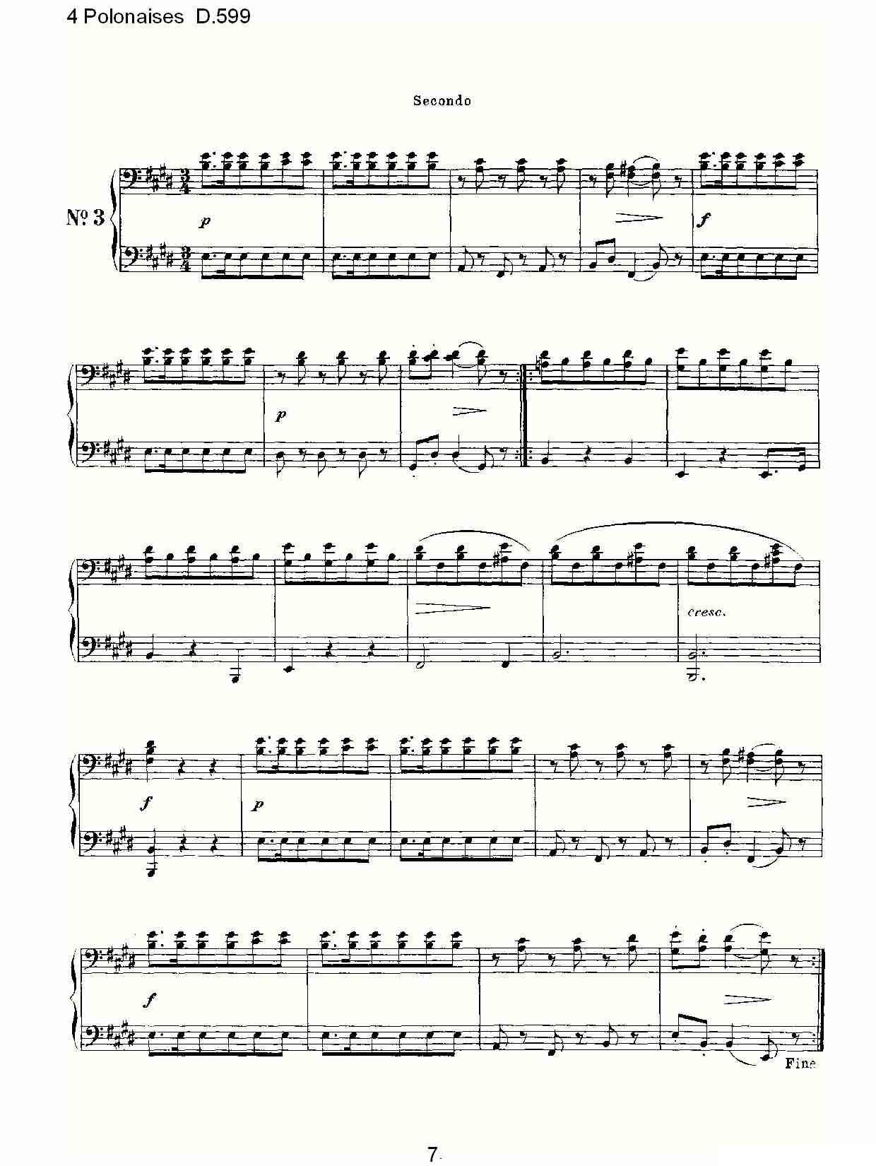 4 Polonaises D.599（４波罗乃兹舞曲 D.599）钢琴曲谱（图7）