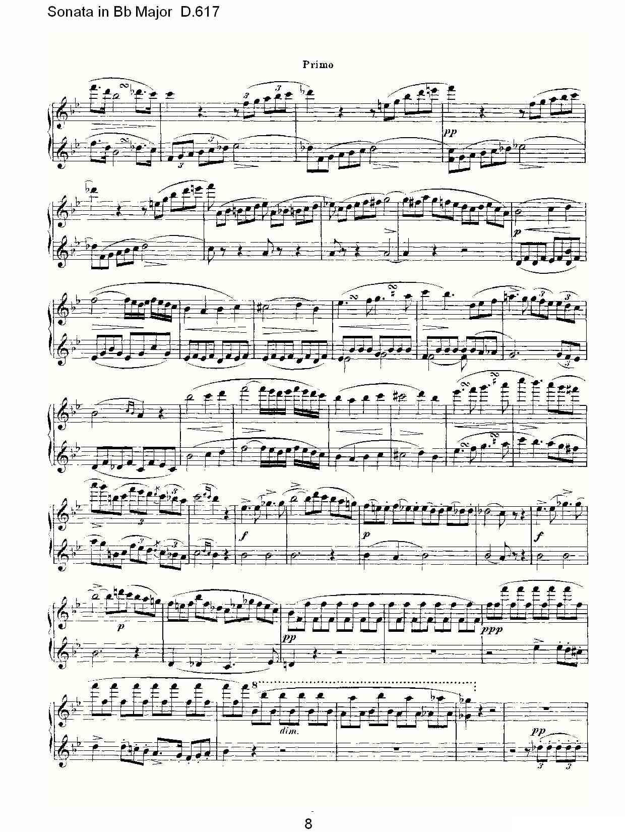 Sonata in Bb Major D.617（Bb大调奏鸣曲 D.617）钢琴曲谱（图8）