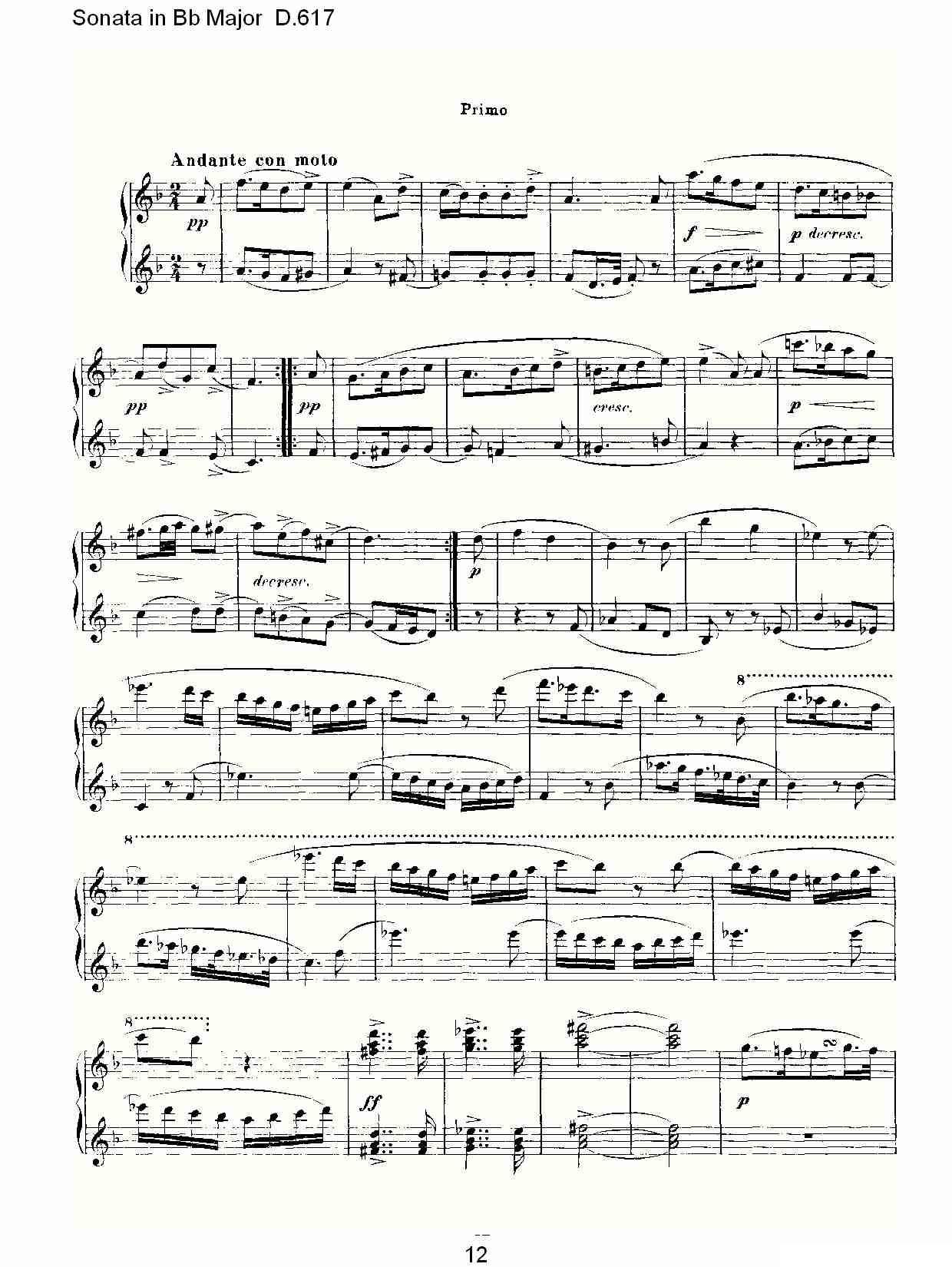 Sonata in Bb Major D.617（Bb大调奏鸣曲 D.617）钢琴曲谱（图12）