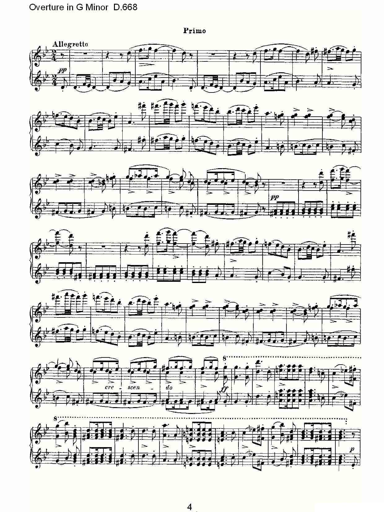 Overture in G Minor D.668（Ｇ小调序曲 D.668）钢琴曲谱（图4）