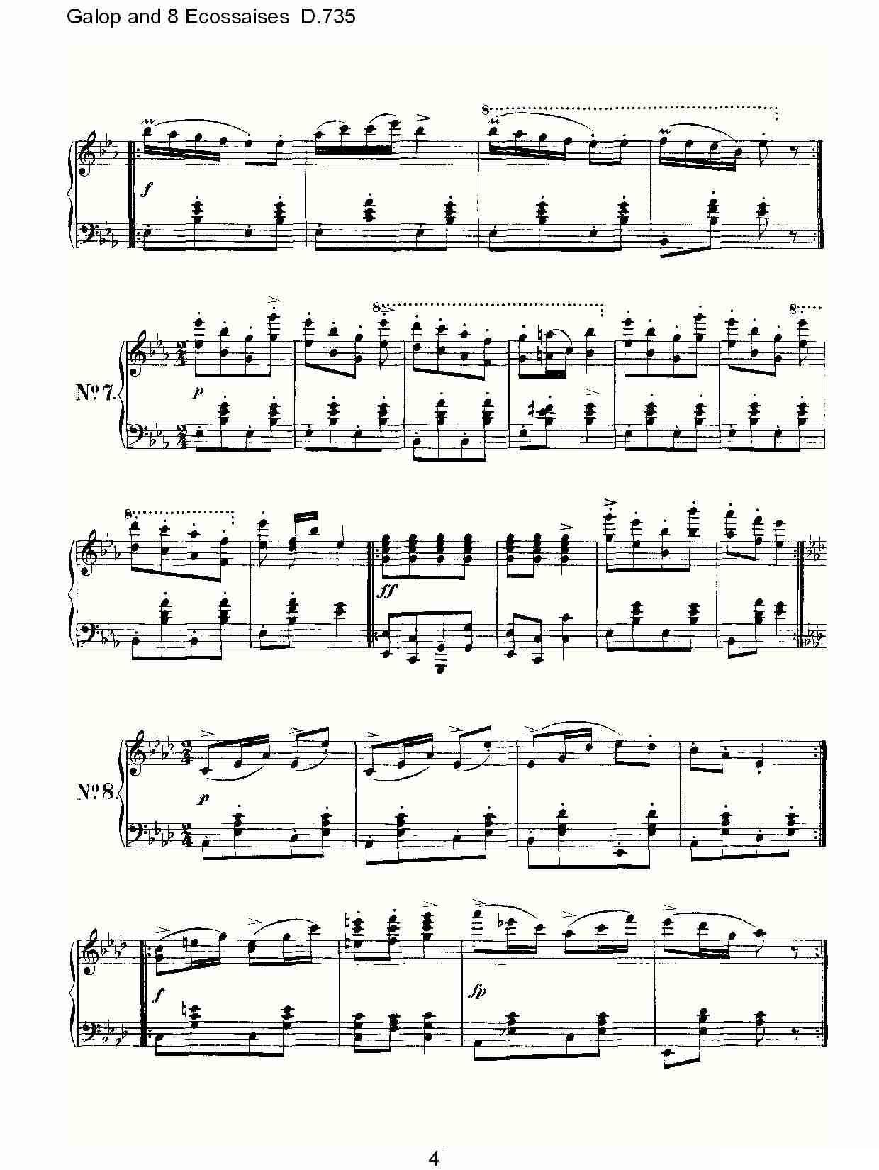 Galop and 8 Ecossaises D.735钢琴曲谱（图4）