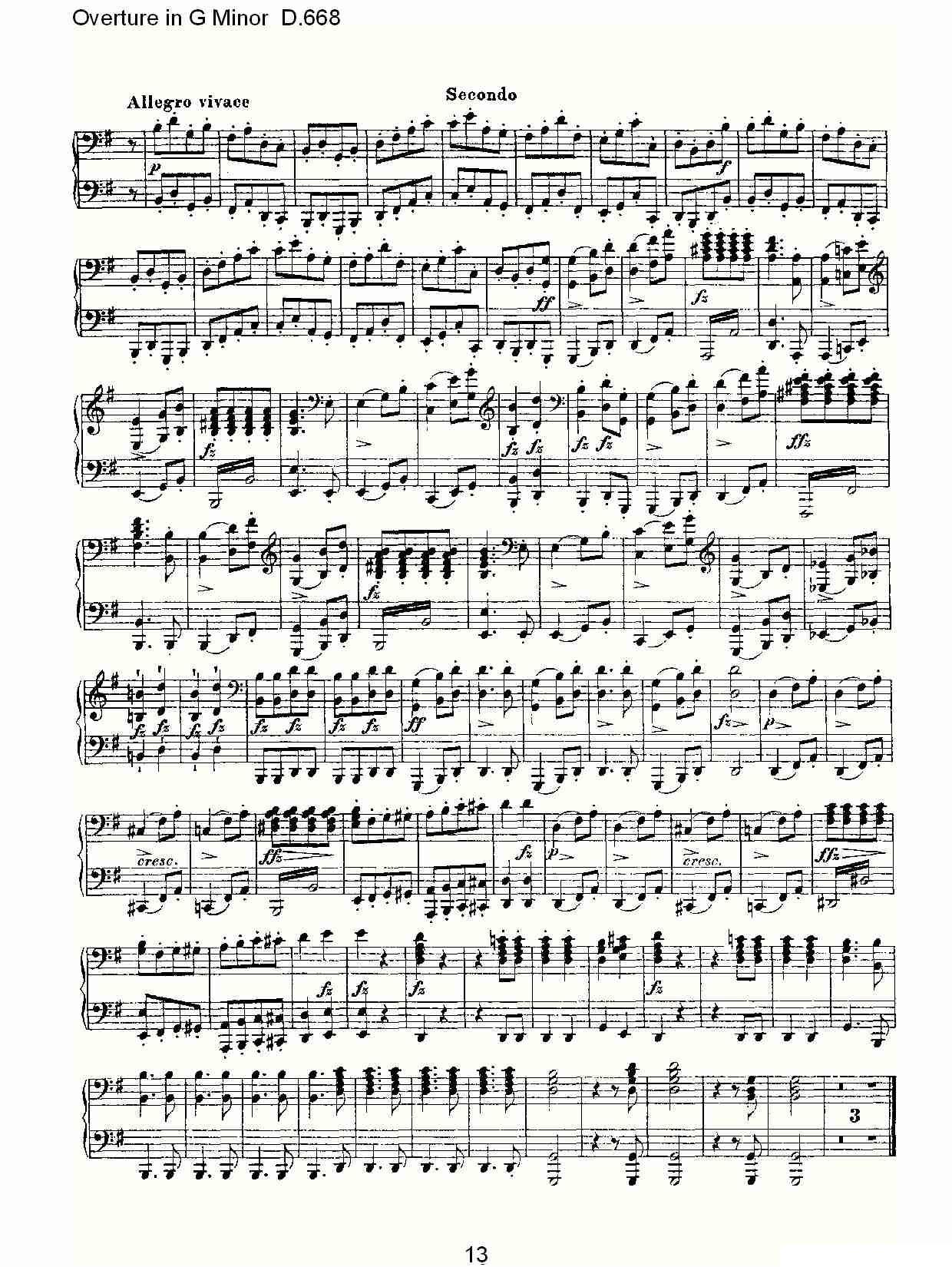 Overture in G Minor D.668（Ｇ小调序曲 D.668）钢琴曲谱（图13）