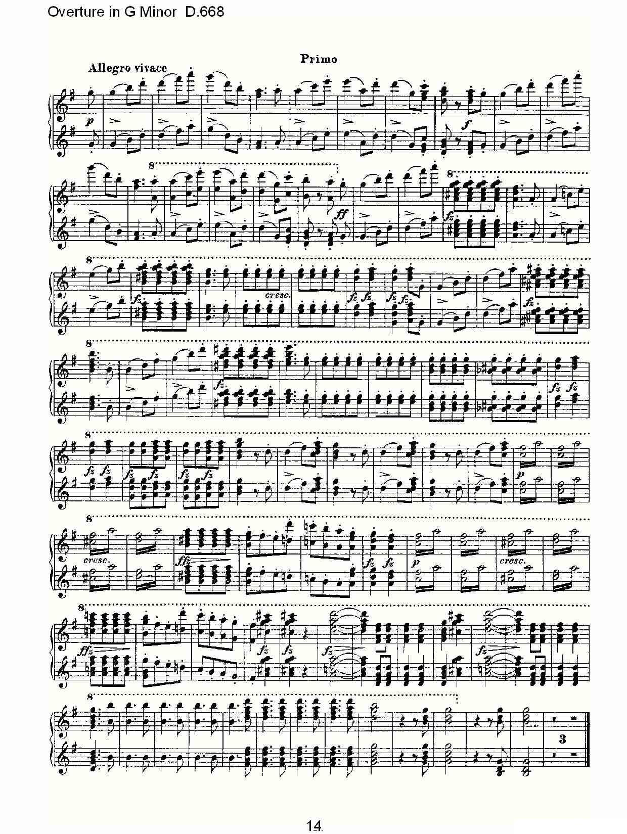 Overture in G Minor D.668（Ｇ小调序曲 D.668）钢琴曲谱（图14）
