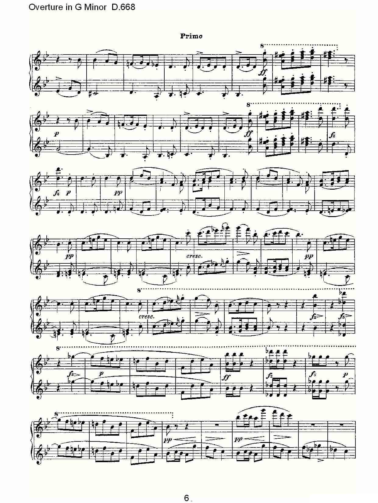 Overture in G Minor D.668（Ｇ小调序曲 D.668）钢琴曲谱（图6）