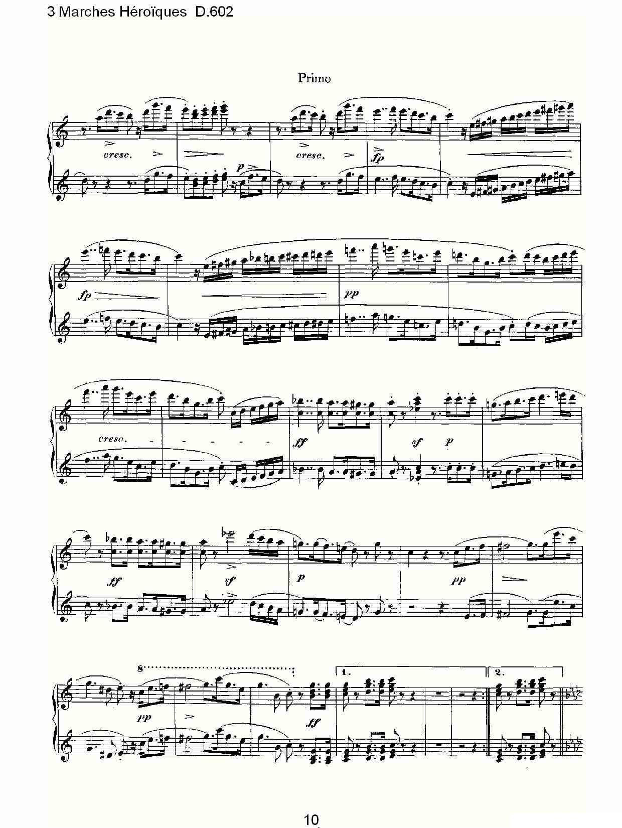 3 Marches Héro?ques D.602（3 进行曲Héro?que）钢琴曲谱（图10）