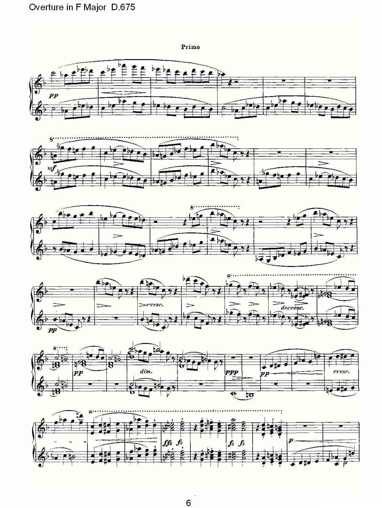 Overture in F Major D.675（Ｆ大调序曲 D.675）钢琴曲谱（图6）