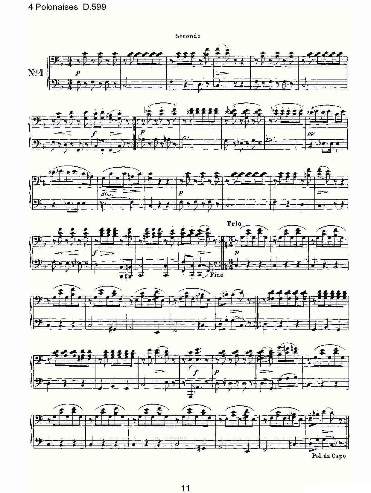 4 Polonaises D.599（４波罗乃兹舞曲 D.599）钢琴曲谱（图11）