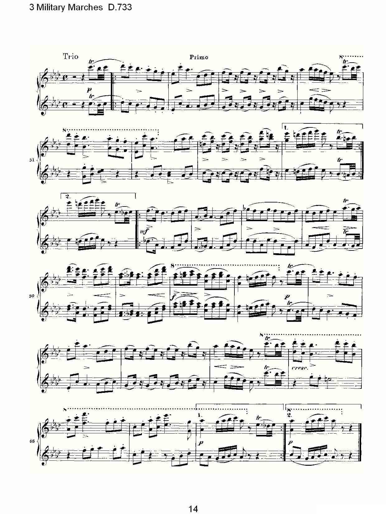 3 Military Marches D.733（3 士兵进行曲 D.733）钢琴曲谱（图14）