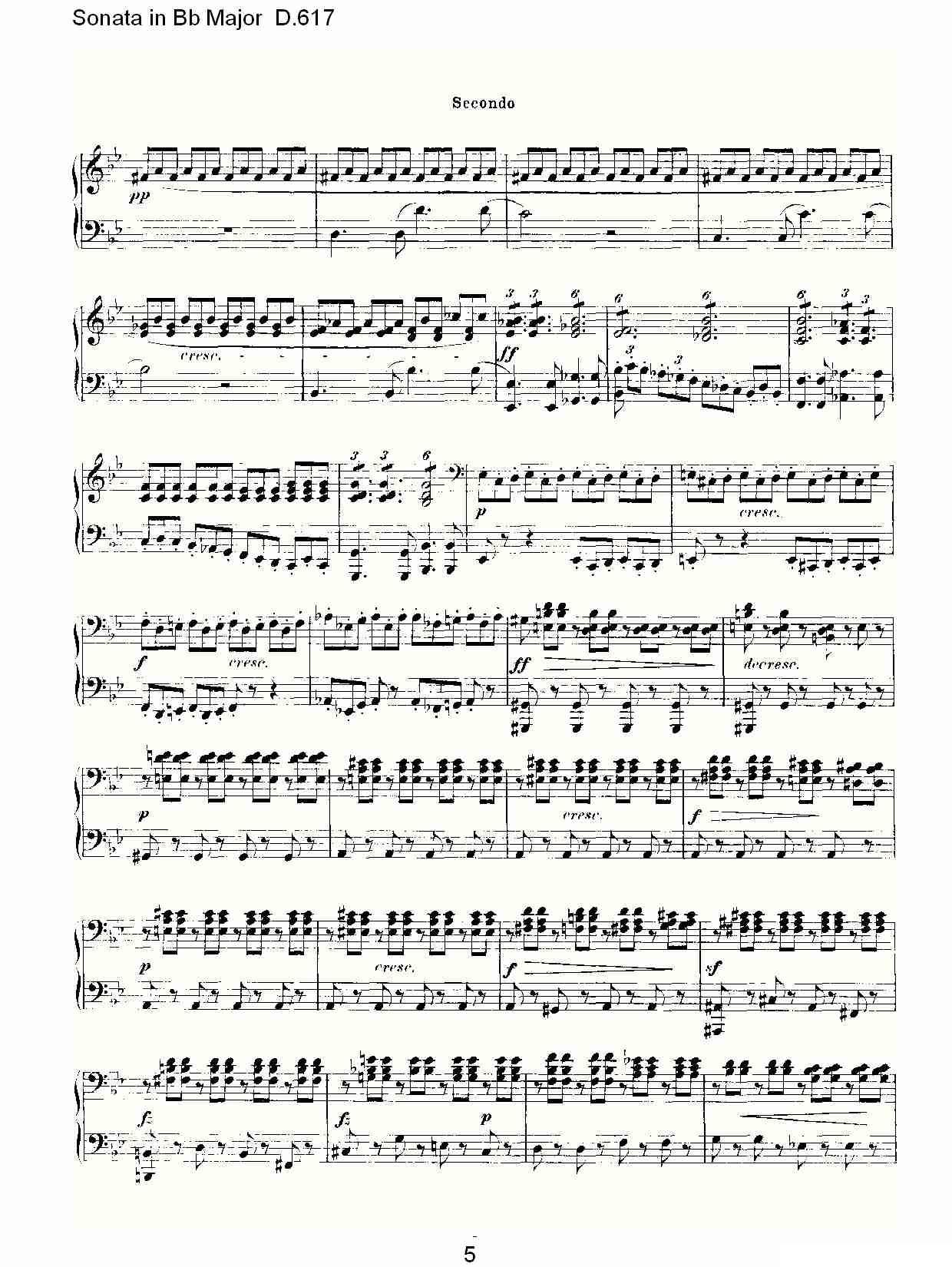 Sonata in Bb Major D.617（Bb大调奏鸣曲 D.617）钢琴曲谱（图5）