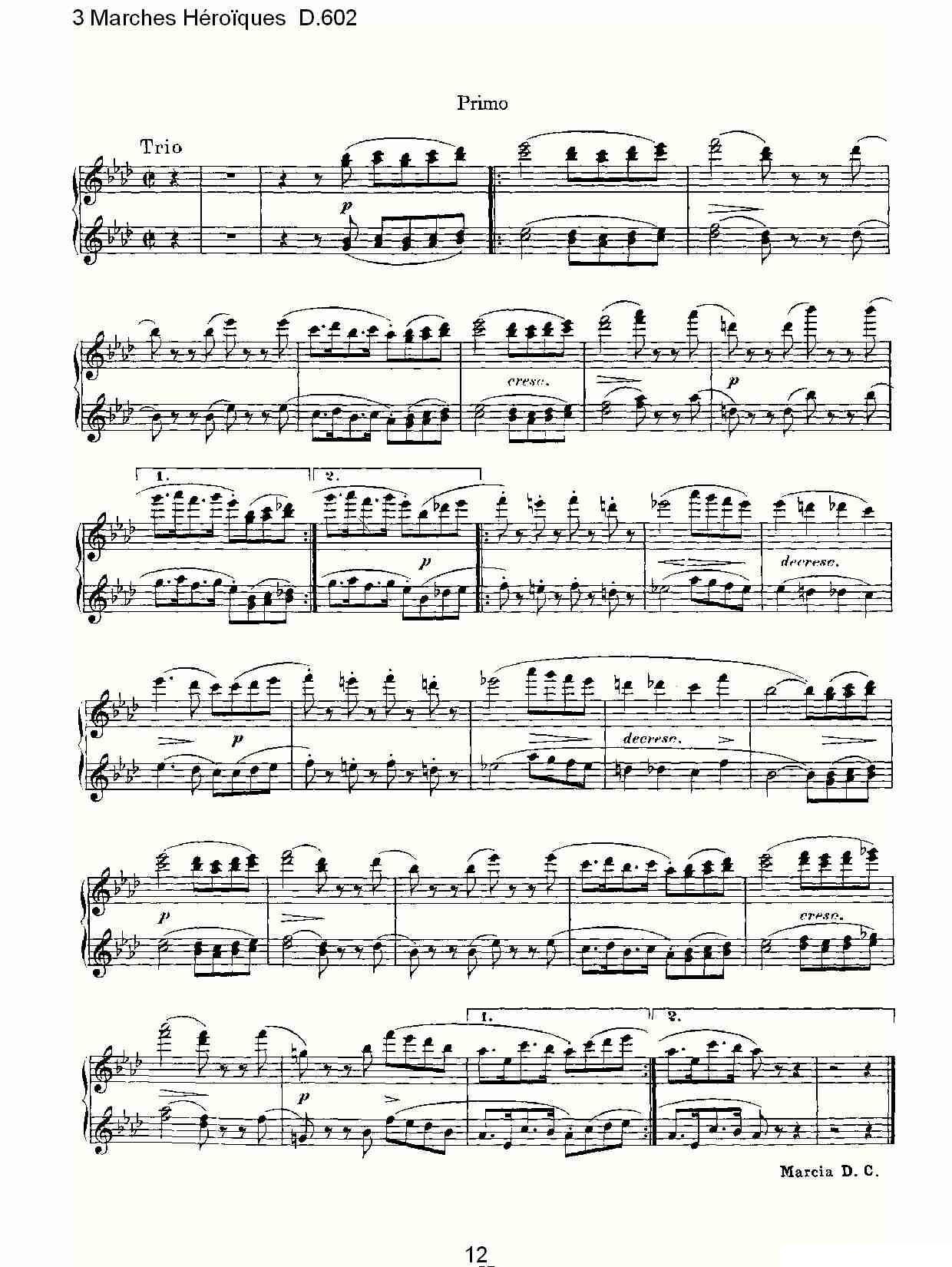 3 Marches Héro?ques D.602（3 进行曲Héro?que）钢琴曲谱（图12）