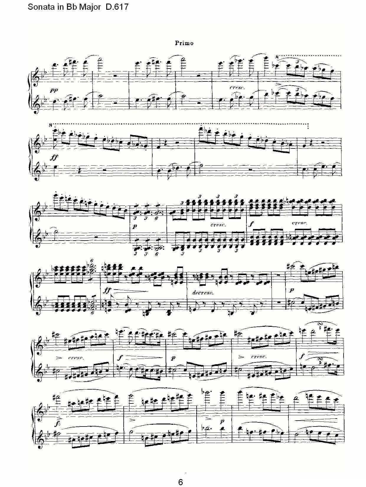 Sonata in Bb Major D.617（Bb大调奏鸣曲 D.617）钢琴曲谱（图6）