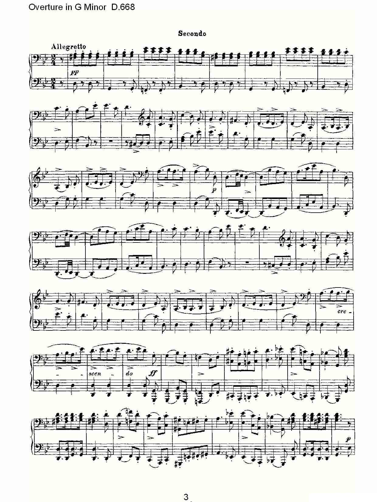 Overture in G Minor D.668（Ｇ小调序曲 D.668）钢琴曲谱（图3）