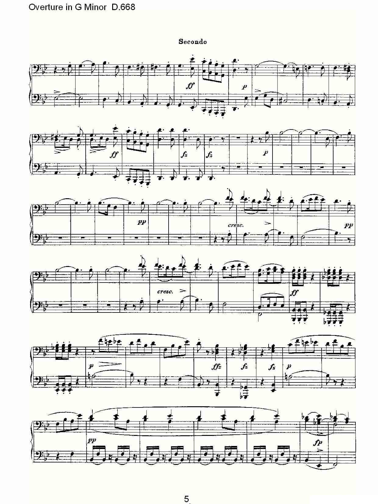 Overture in G Minor D.668（Ｇ小调序曲 D.668）钢琴曲谱（图5）