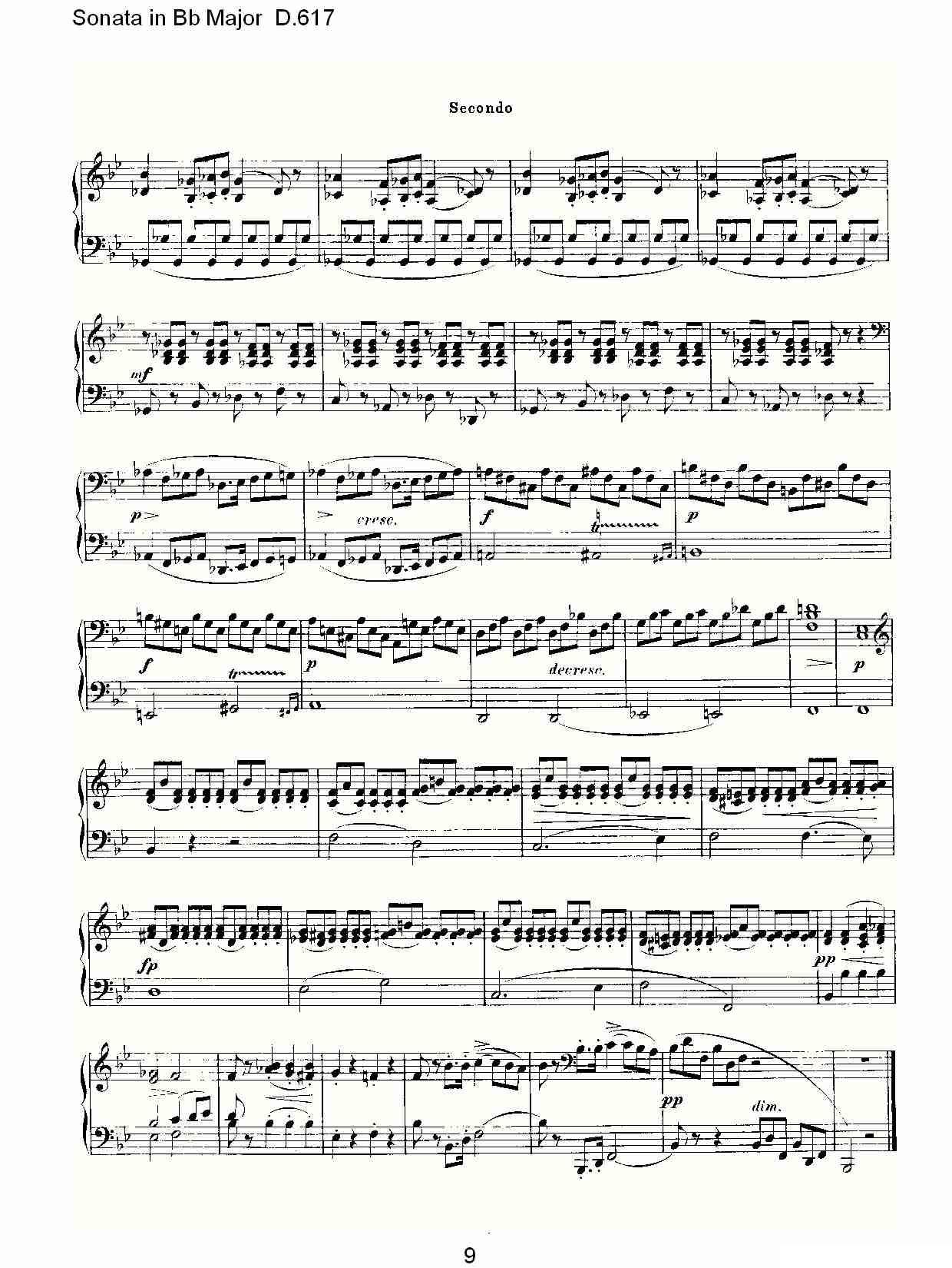 Sonata in Bb Major D.617（Bb大调奏鸣曲 D.617）钢琴曲谱（图9）