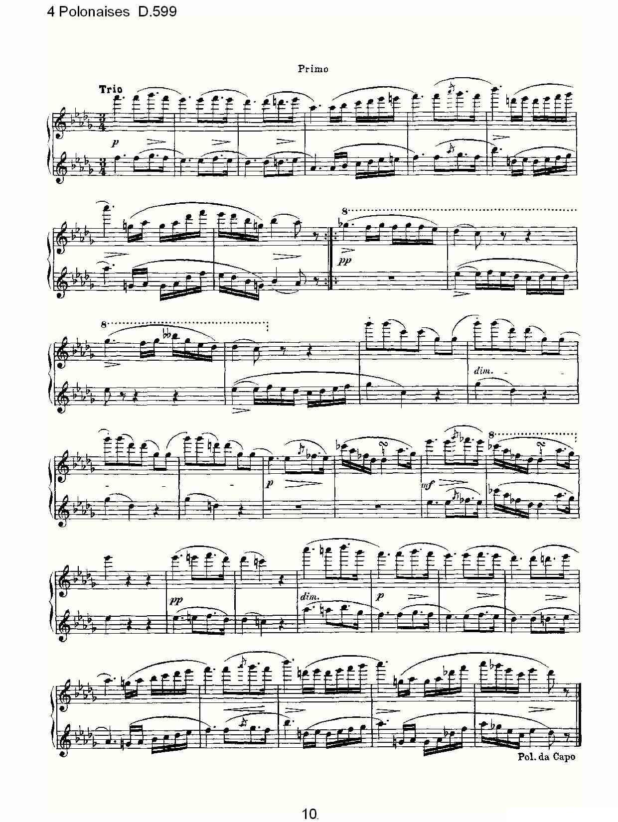 4 Polonaises D.599（４波罗乃兹舞曲 D.599）钢琴曲谱（图10）