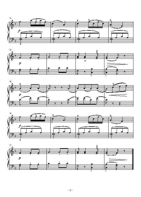 F大调小奏鸣曲钢琴曲谱（图2）