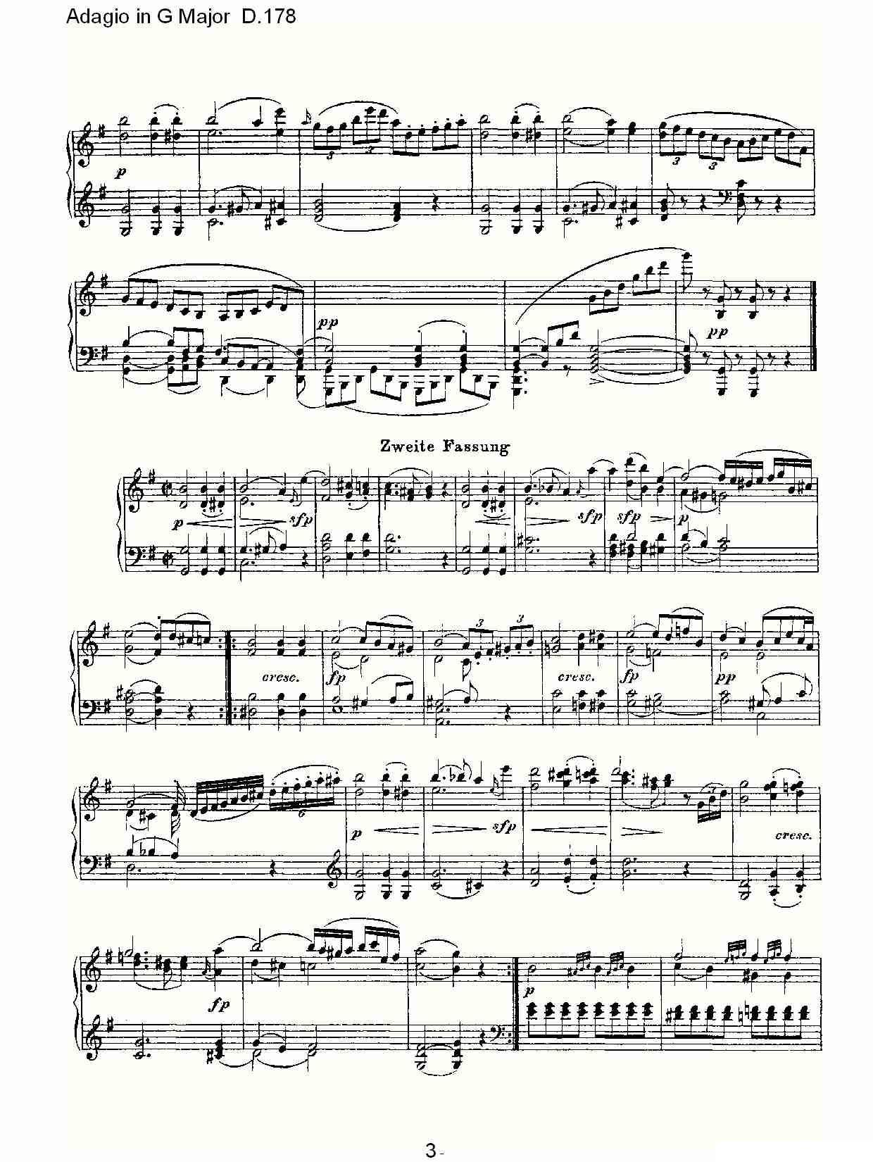 Adagio in G Major D.178O（G大调柔板D.178）钢琴曲谱（图3）