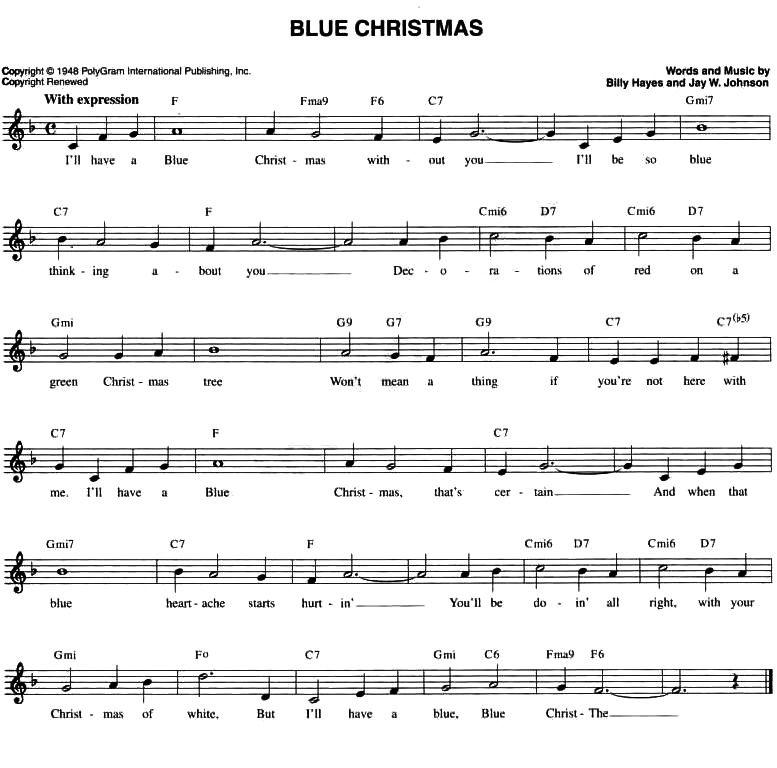 BLUE CRISTMAS（五线谱）钢琴曲谱（图1）