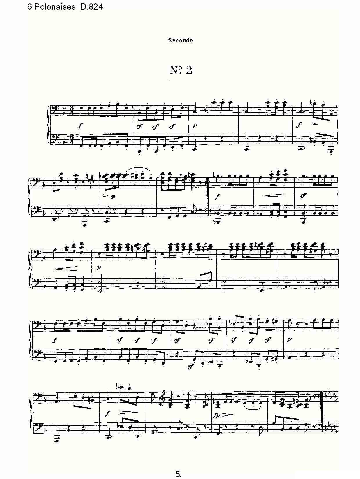 6 Polonaises D.824（6波罗乃兹舞曲 D.824）钢琴曲谱（图5）