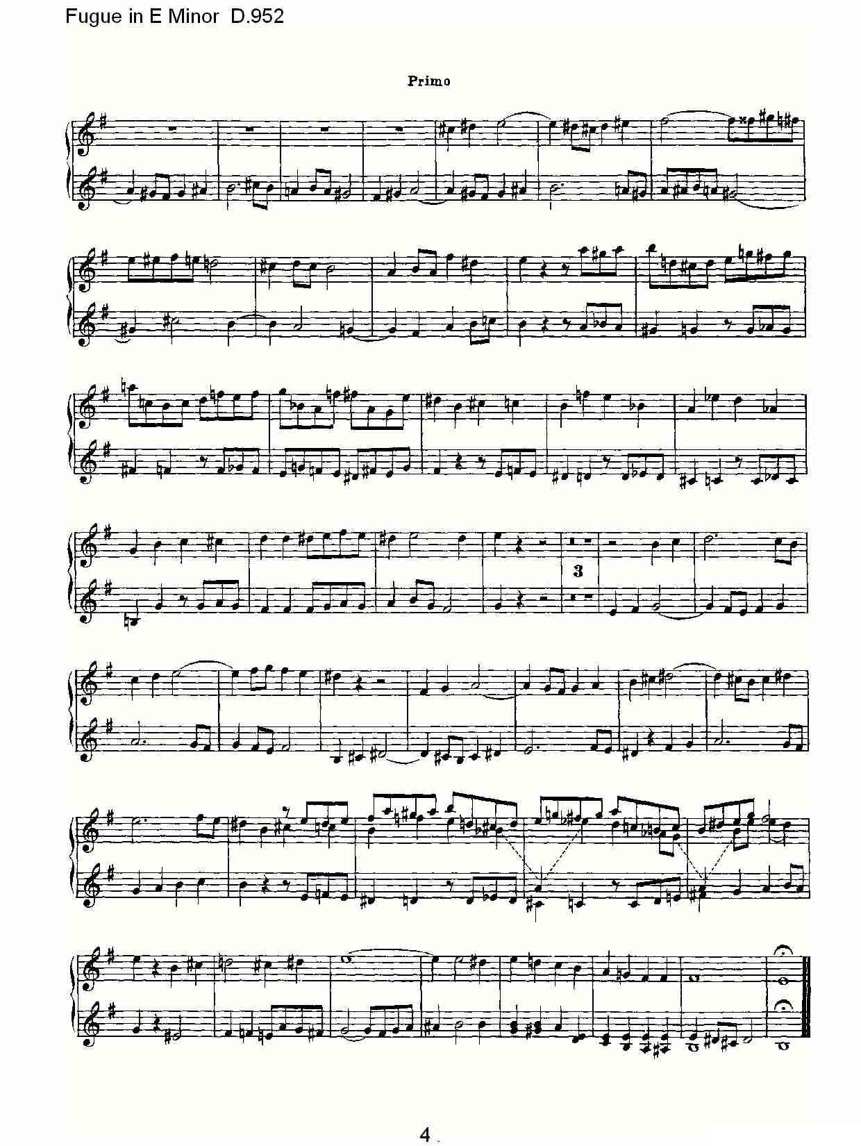 Fugue in E Minor D.952（E小调赋格曲 D.952）钢琴曲谱（图4）