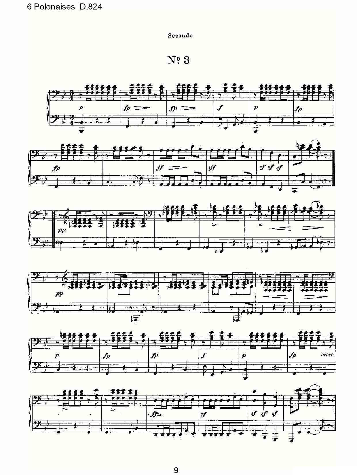 6 Polonaises D.824（6波罗乃兹舞曲 D.824）钢琴曲谱（图9）