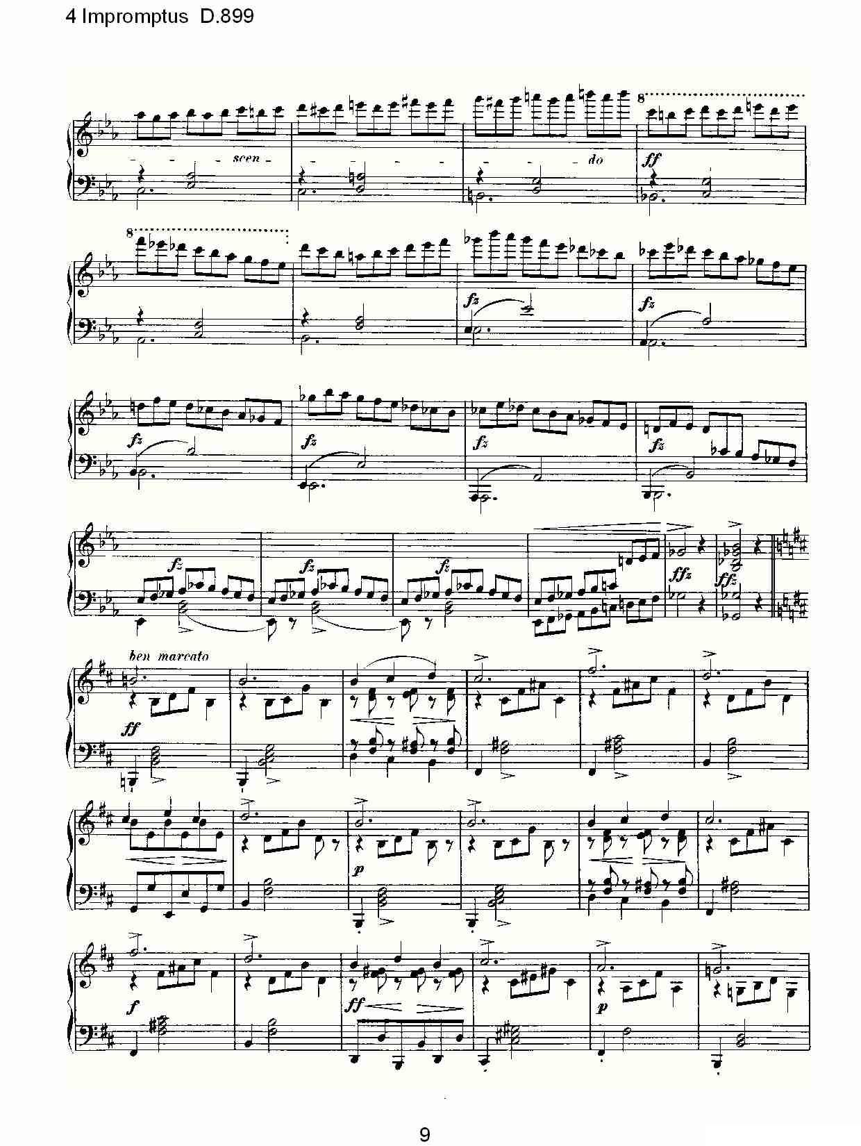 4 Impromptus D.899（4人即兴演奏 D.899）钢琴曲谱（图9）