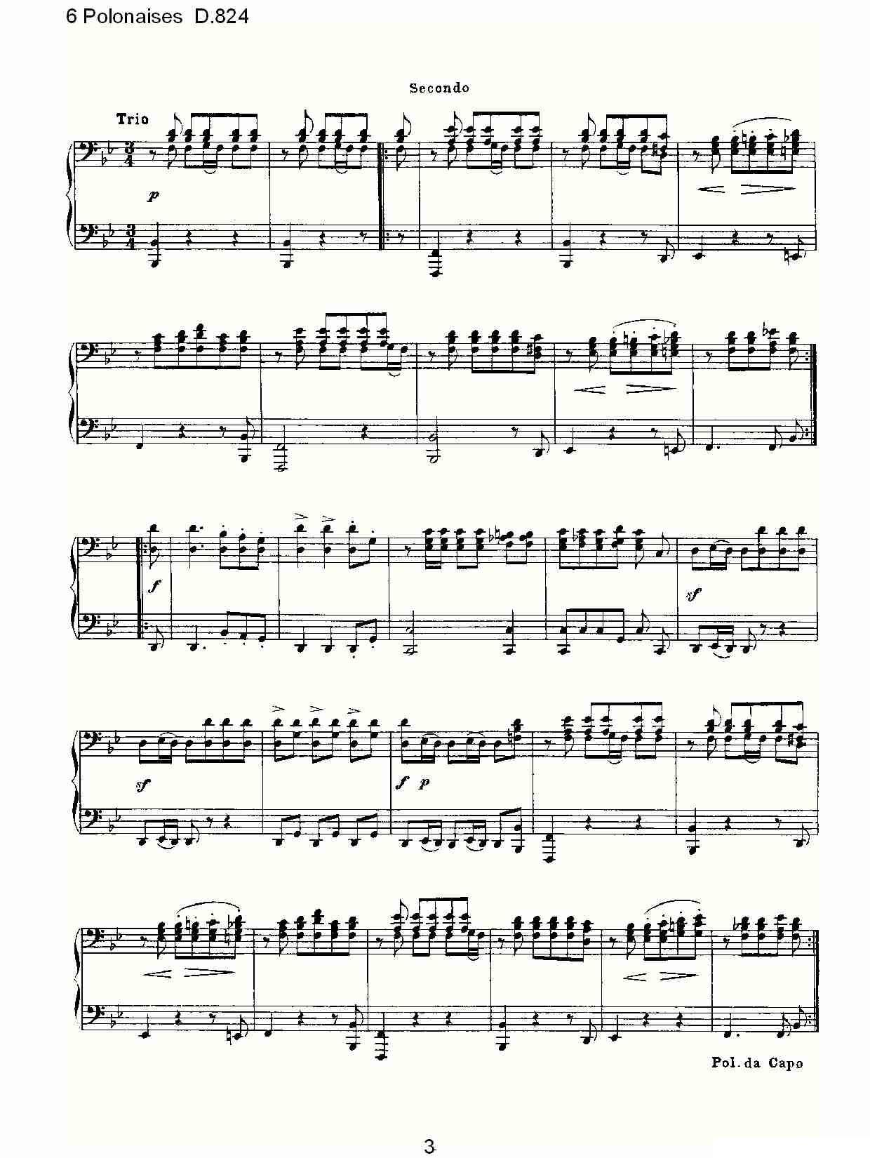 6 Polonaises D.824（6波罗乃兹舞曲 D.824）钢琴曲谱（图3）