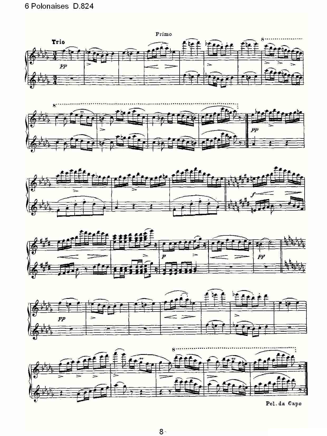 6 Polonaises D.824（6波罗乃兹舞曲 D.824）钢琴曲谱（图8）