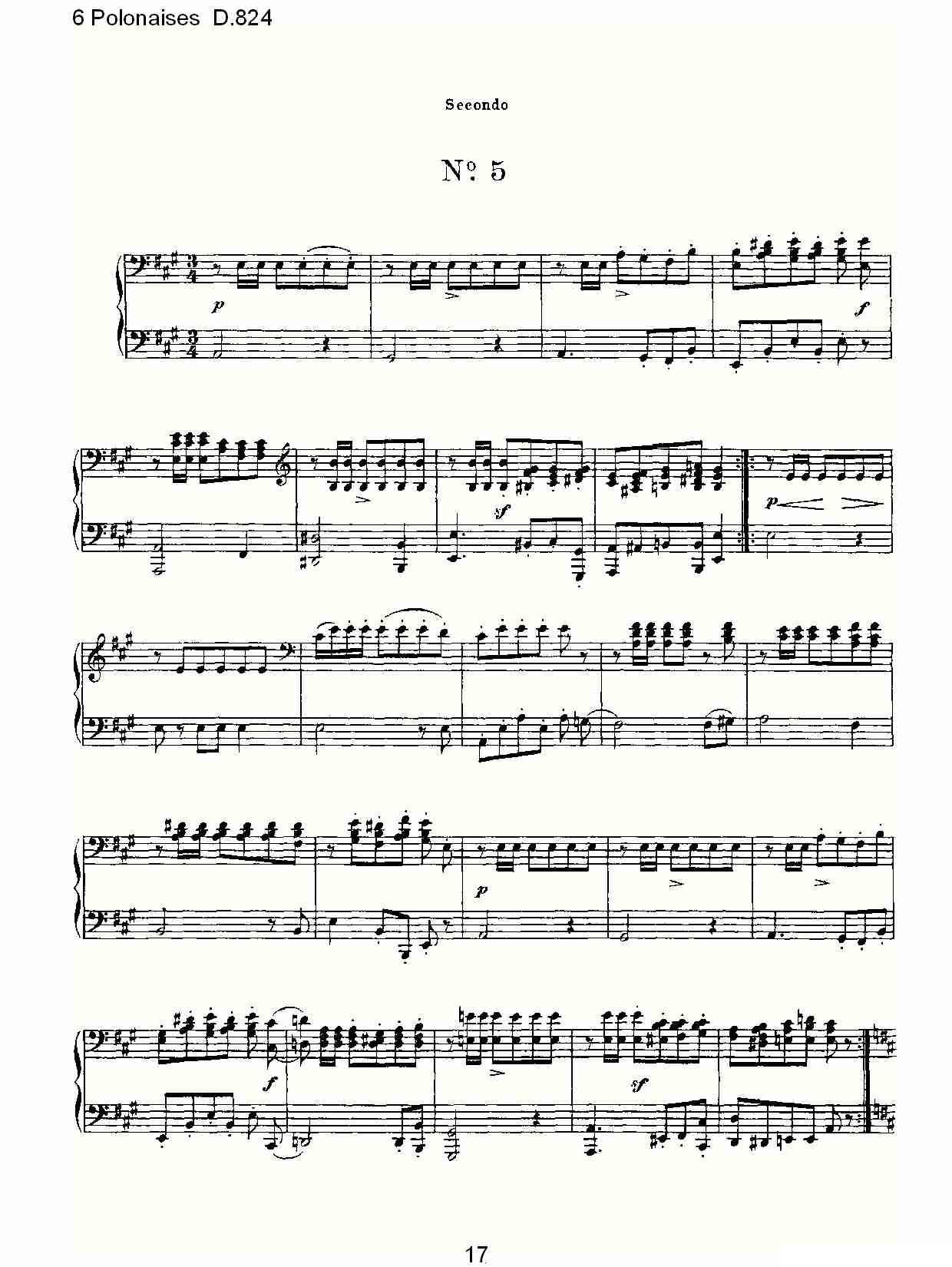 6 Polonaises D.824（6波罗乃兹舞曲 D.824）钢琴曲谱（图17）