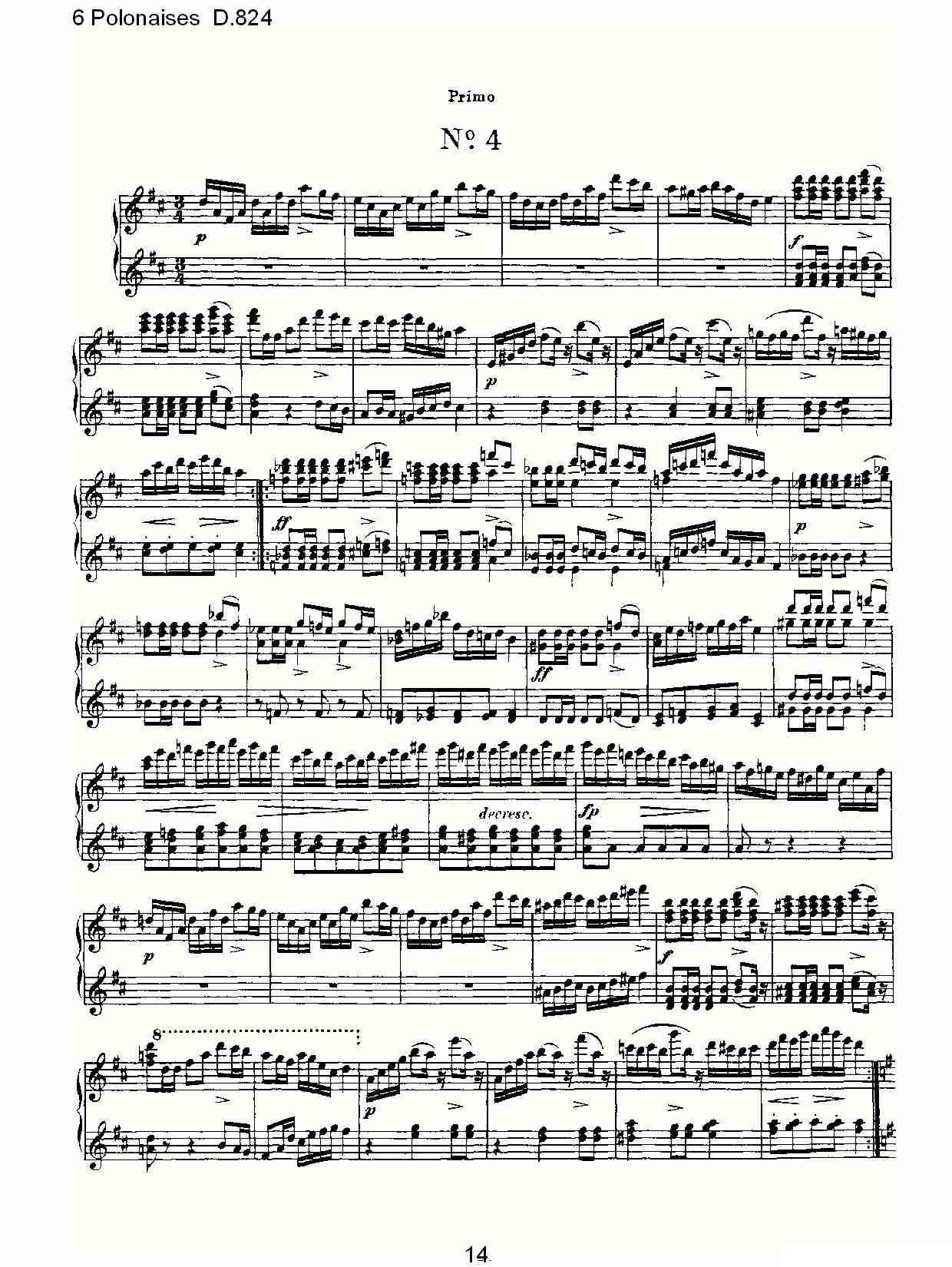 6 Polonaises D.824（6波罗乃兹舞曲 D.824）钢琴曲谱（图14）