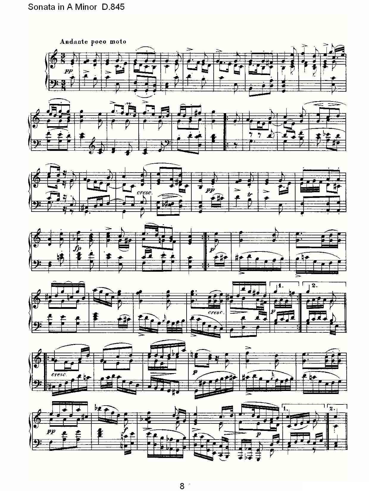 Sonata in A Minor D.845（A小调奏鸣曲 D.845）钢琴曲谱（图8）