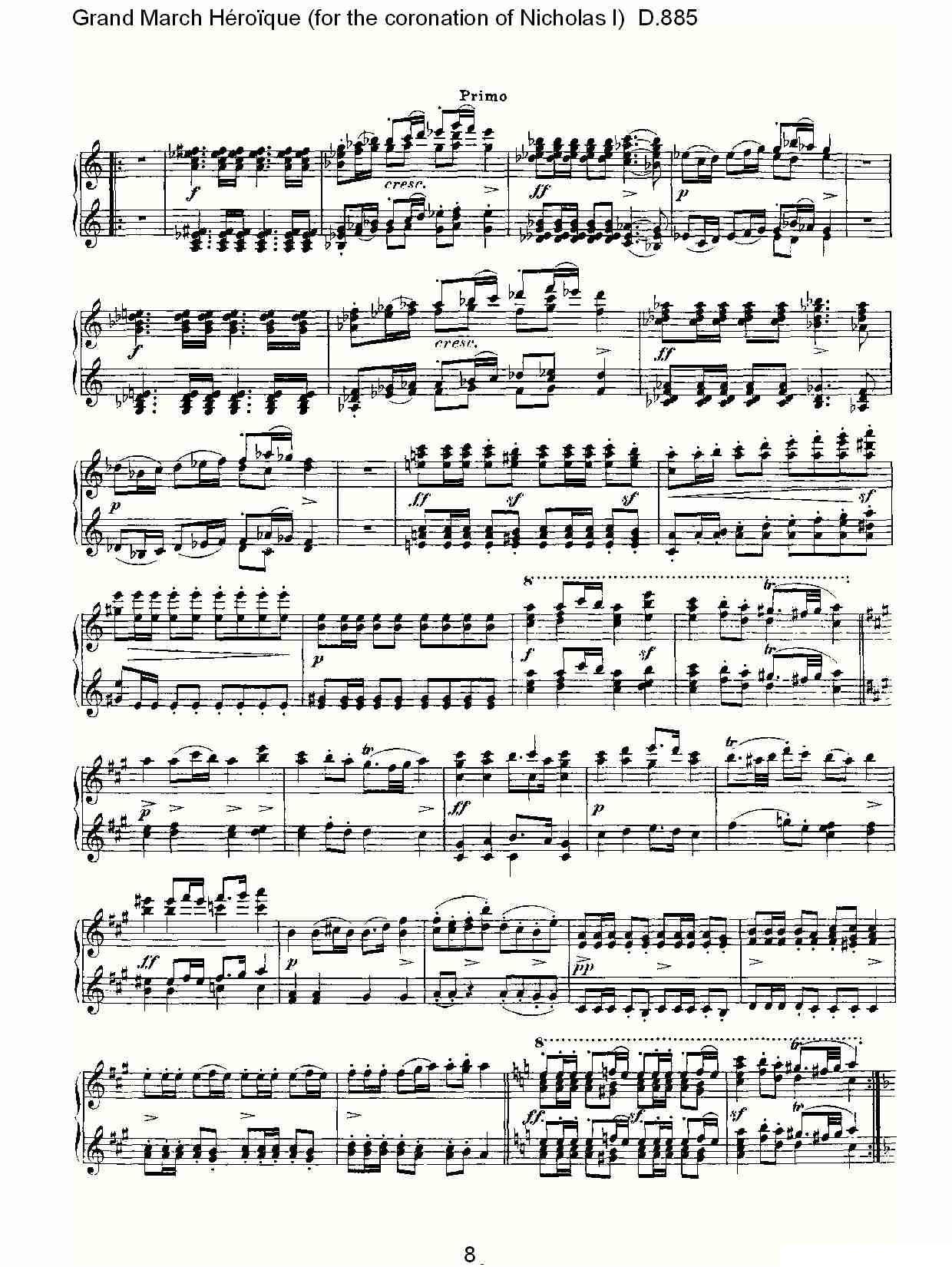 豪华进行曲（为尼古拉斯一世加冕礼而作)D.88）钢琴曲谱（图8）